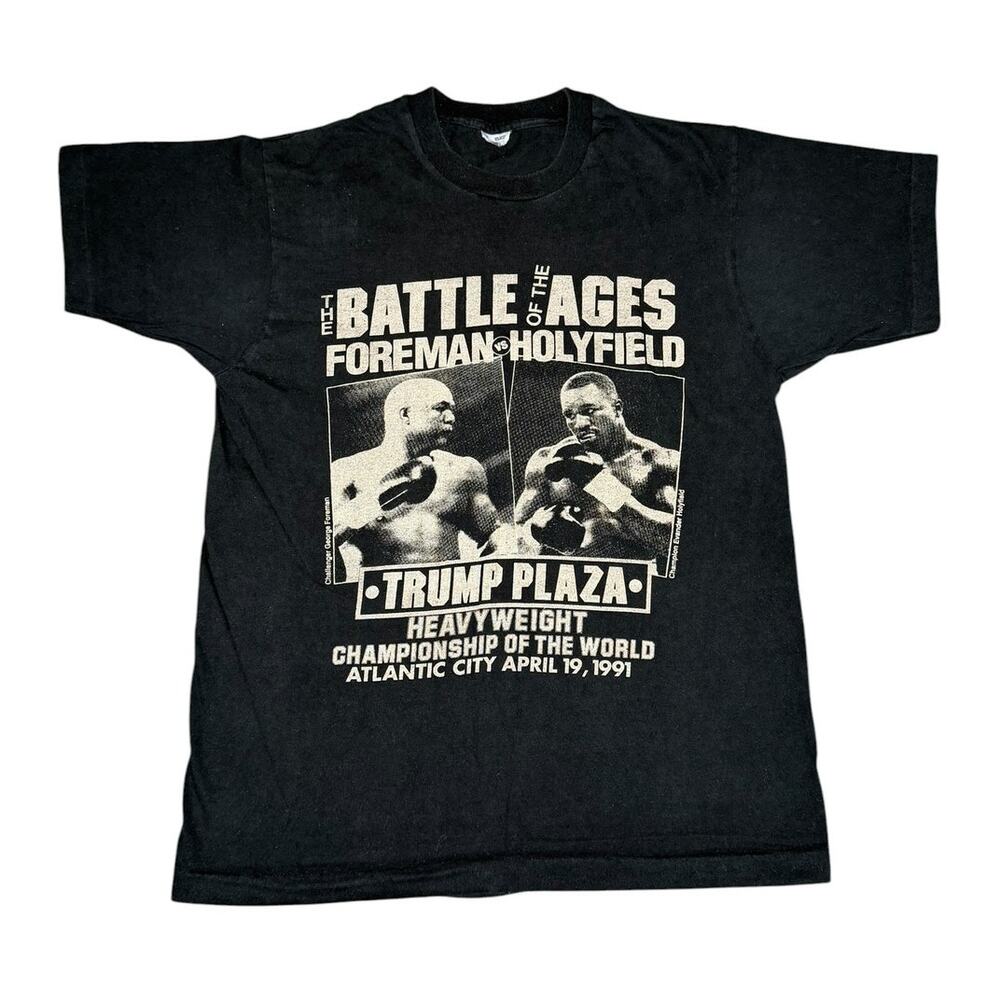 Vintage 90s Holyfield vs Foreman Battle of the Ages Boxing T-Shirt
